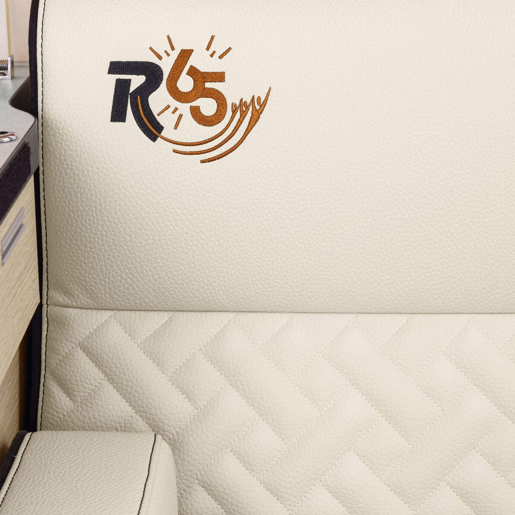 Logga Rapido 65 år på skinnklädsel