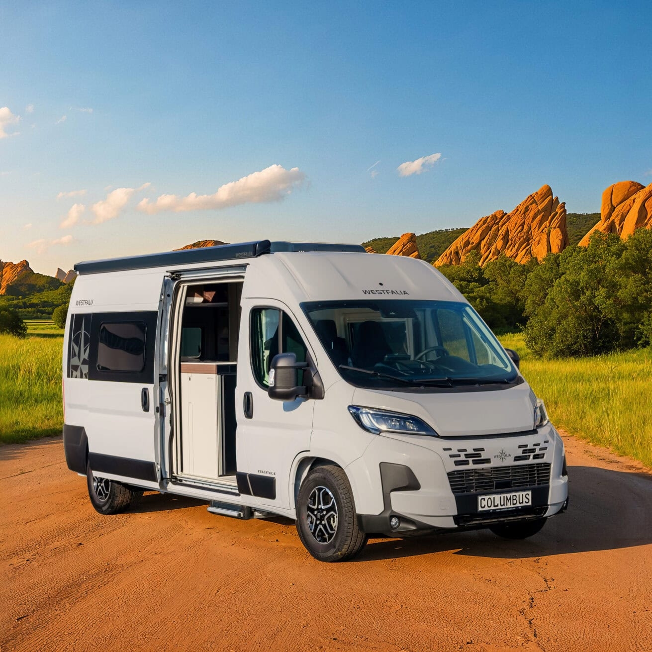 Westfalia Columbus campervan i bergsmiljö